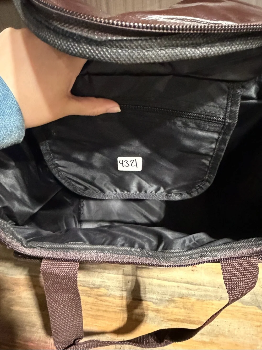 #4321-Men's Dark Brown Travel Backpack Tote with Front Zip Pocket